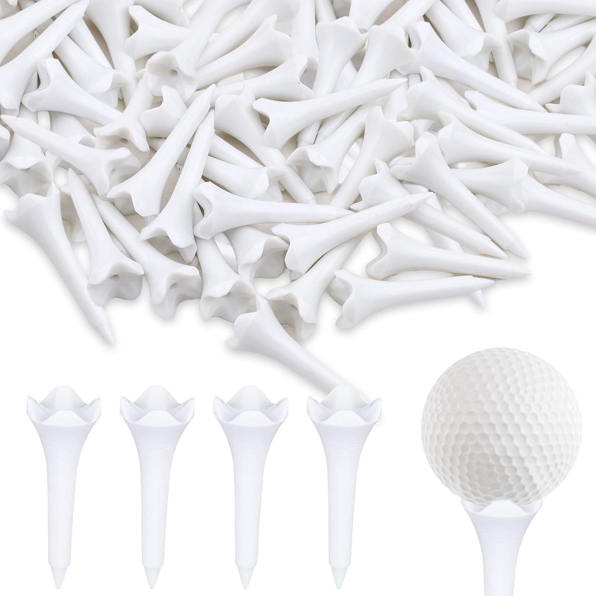 30 stuks korte golftees van kunststof voor betere duurzaamheid en stabiliteit, vermindert wrijving en zijspin, ideaal voor golfers
