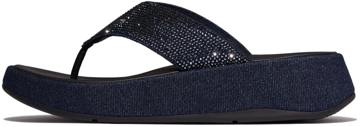 FitFlop F-Mode Toe Post - Denim And Hotfix Dames Sandalen - Donker Denim