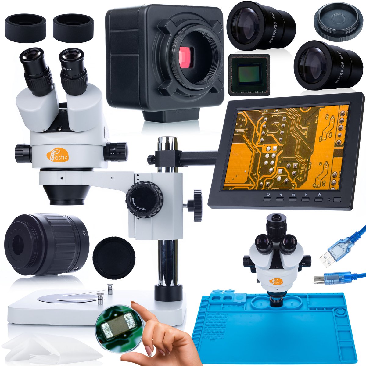 Rosfix Trinoculair Mikroscoop Mercury Pro MSMP-T-PS1 - 7x-45x Zoom - Camera 5MP HDMI/USB