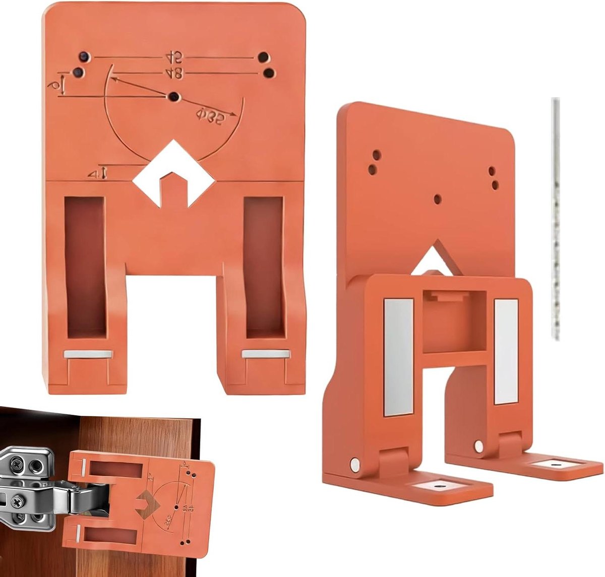 Scharnier Installatie Hulpmiddel - Montage Set - Kastdeuren Monteren - Sterke Magnetische Grip - 2 Stuks - Enkel