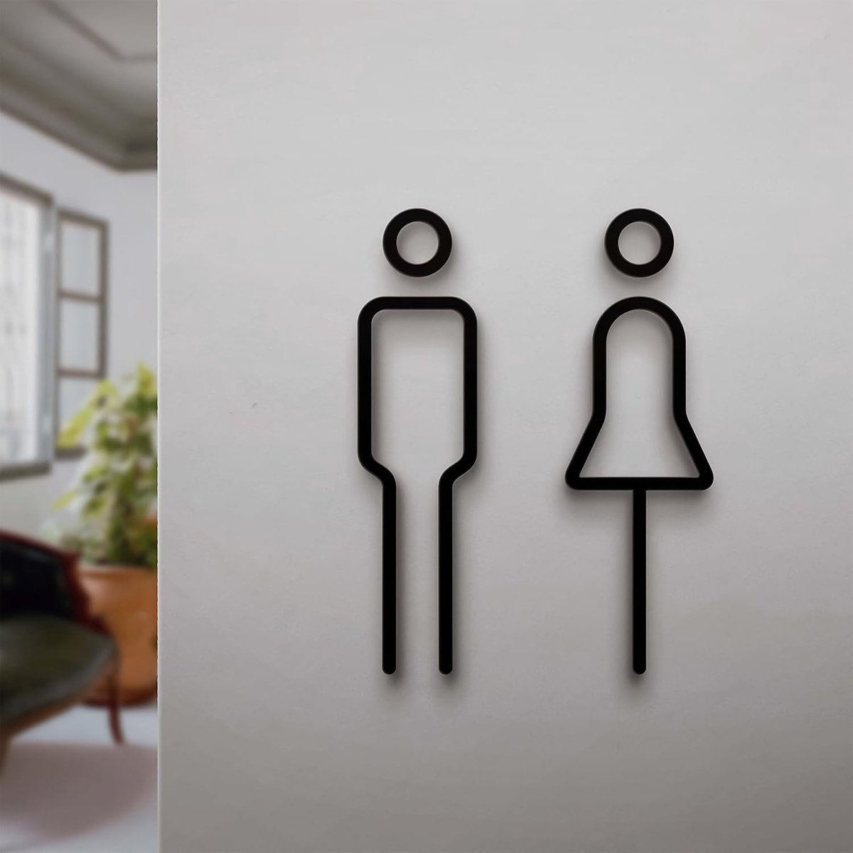 Toiletbord voor Mannen en Vrouwen - Zelfklevend Toiletsymbool voor Hotels en Publieke Ruimtes, Duurzaam en Weerbestendig