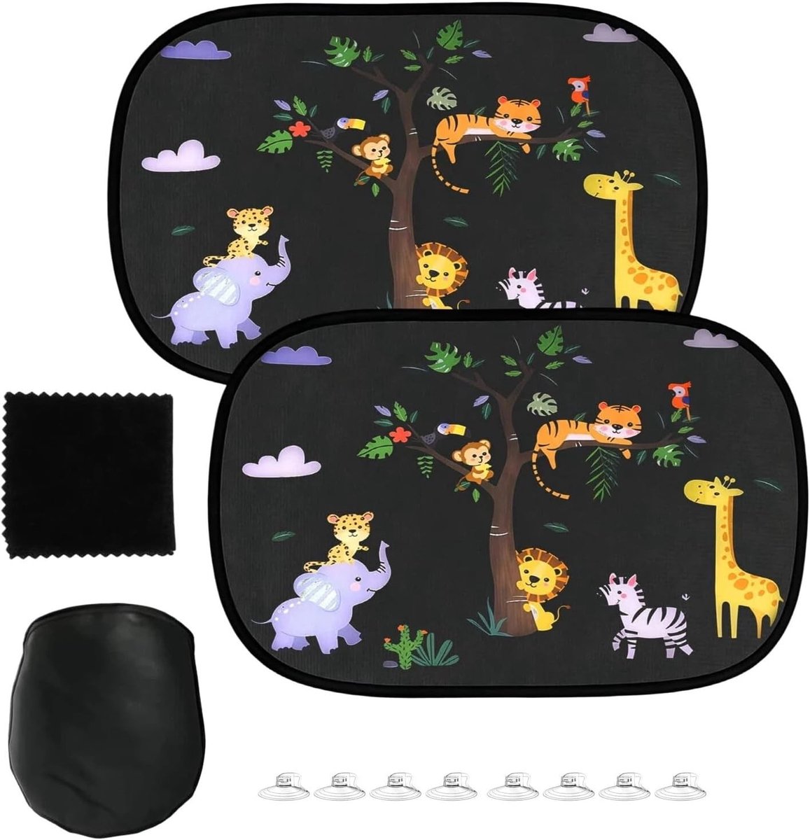 Zonnescherm auto kind - Lianentiere - 44 x 36 cm - Netstof zonwering met UV-bescherming - Voor kinderen in de auto