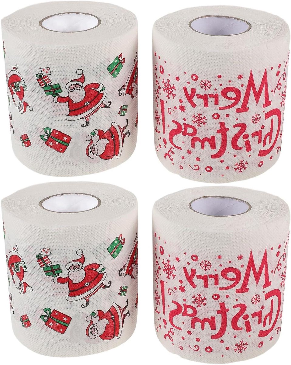 Kerst Toiletpapier Rollen - Feestelijk WC Papier - Badkamer Decoratie - Dubbel Laags Ontwerp - 4 Rollen - Geassorteerd