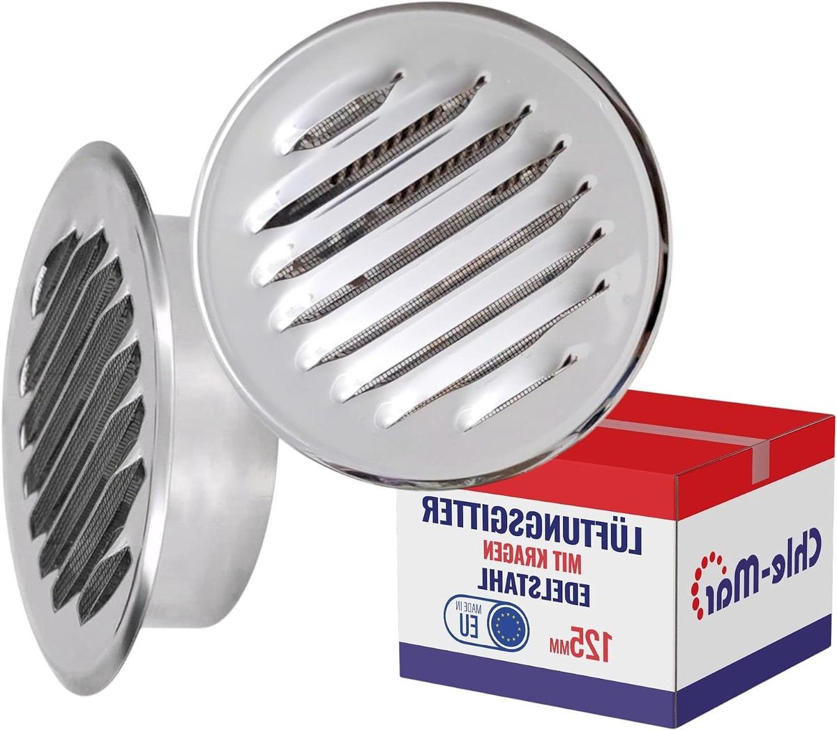 Ventilatierooster RVS - Afvoerrooster Luchtrooster - Ventilatie Verbeteren - Met Insectengaas - Ø 125 mm - Geborsteld