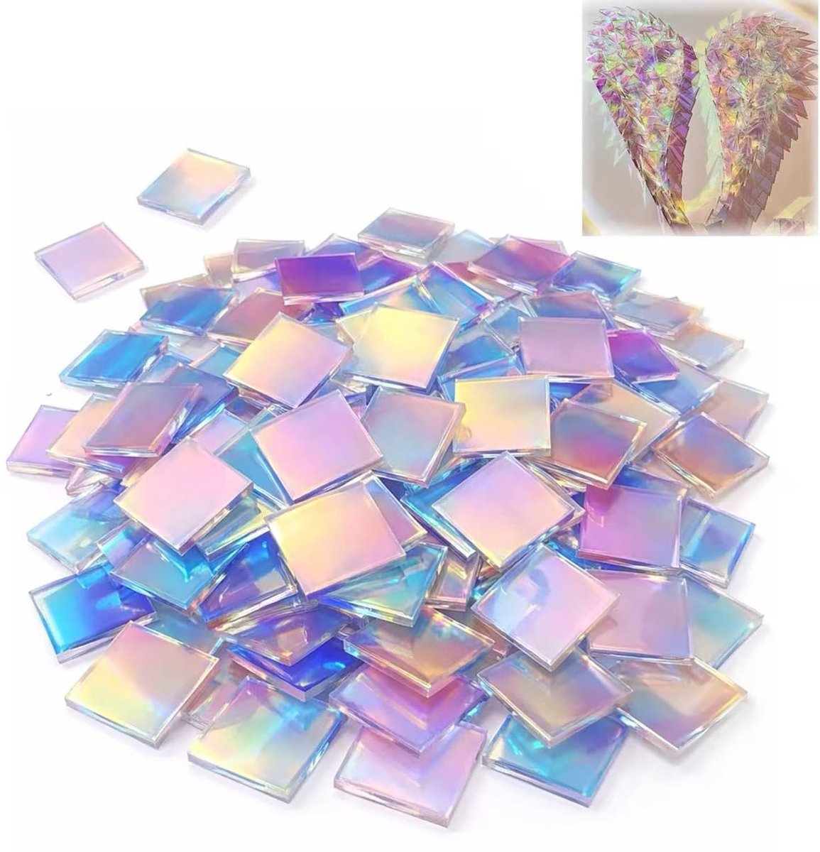 100 Mini Vierkante Acryl Tegels - 3x3cm - Dubbelzijdig Regenboogkleuren - Perfect voor het toevoegen van feestelijke decoraties aan creatieve knutselprojecten en doe-het-zelfprojecten