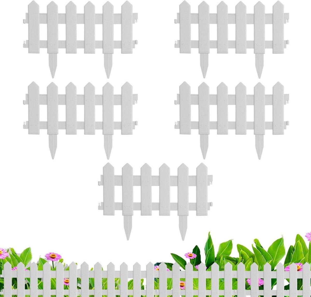 Borderrand Set - Tuinafscheiding Flexibel - Gazon en Paden Afscheiden - Snelle Hamer-in Montage - 5 Stuks - Zwart