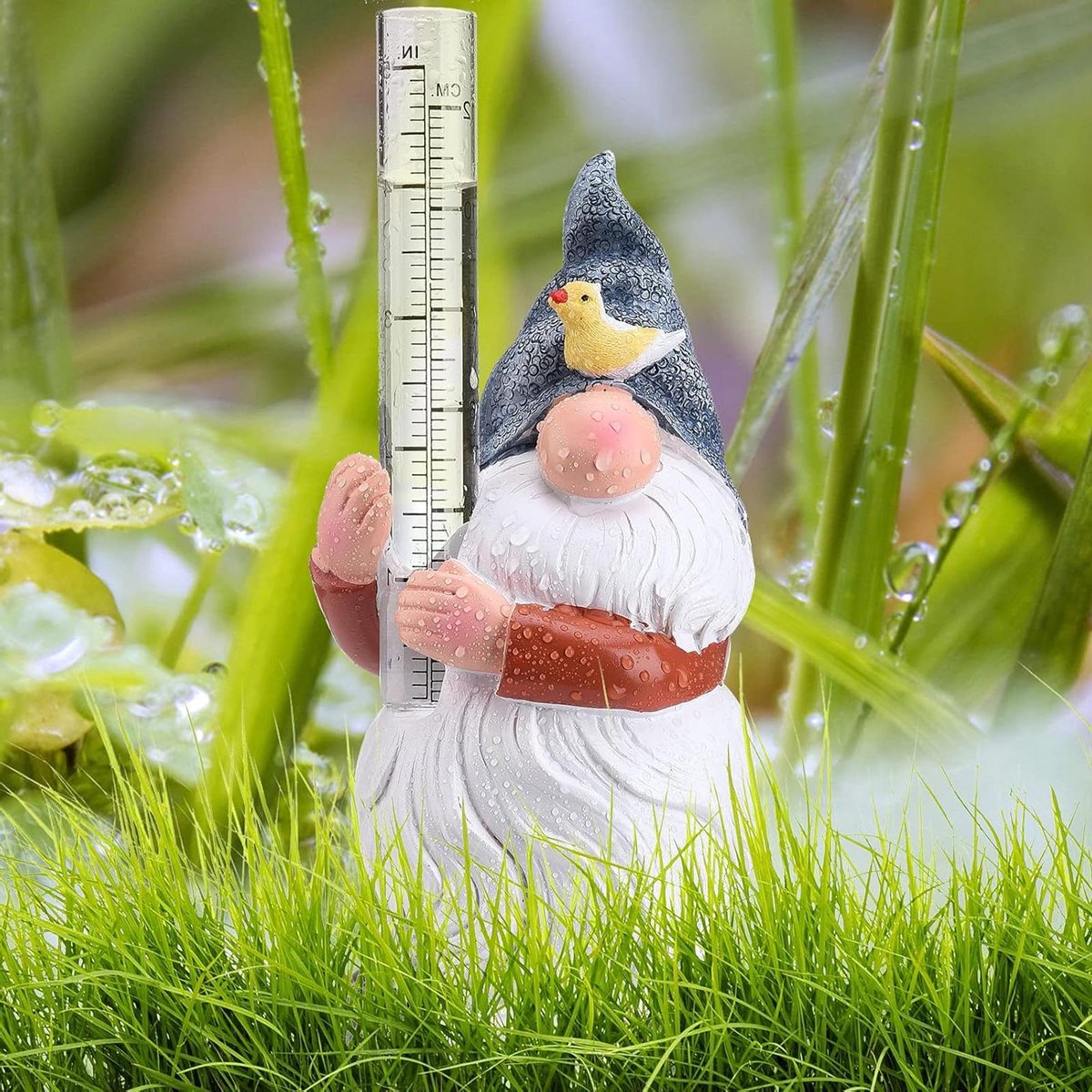 Kabouter Regenmeter - Tuinbeeld Meetbuis - Regenval Meten - Weerbestendig Hars - Tot 6 Inch - Multicolor