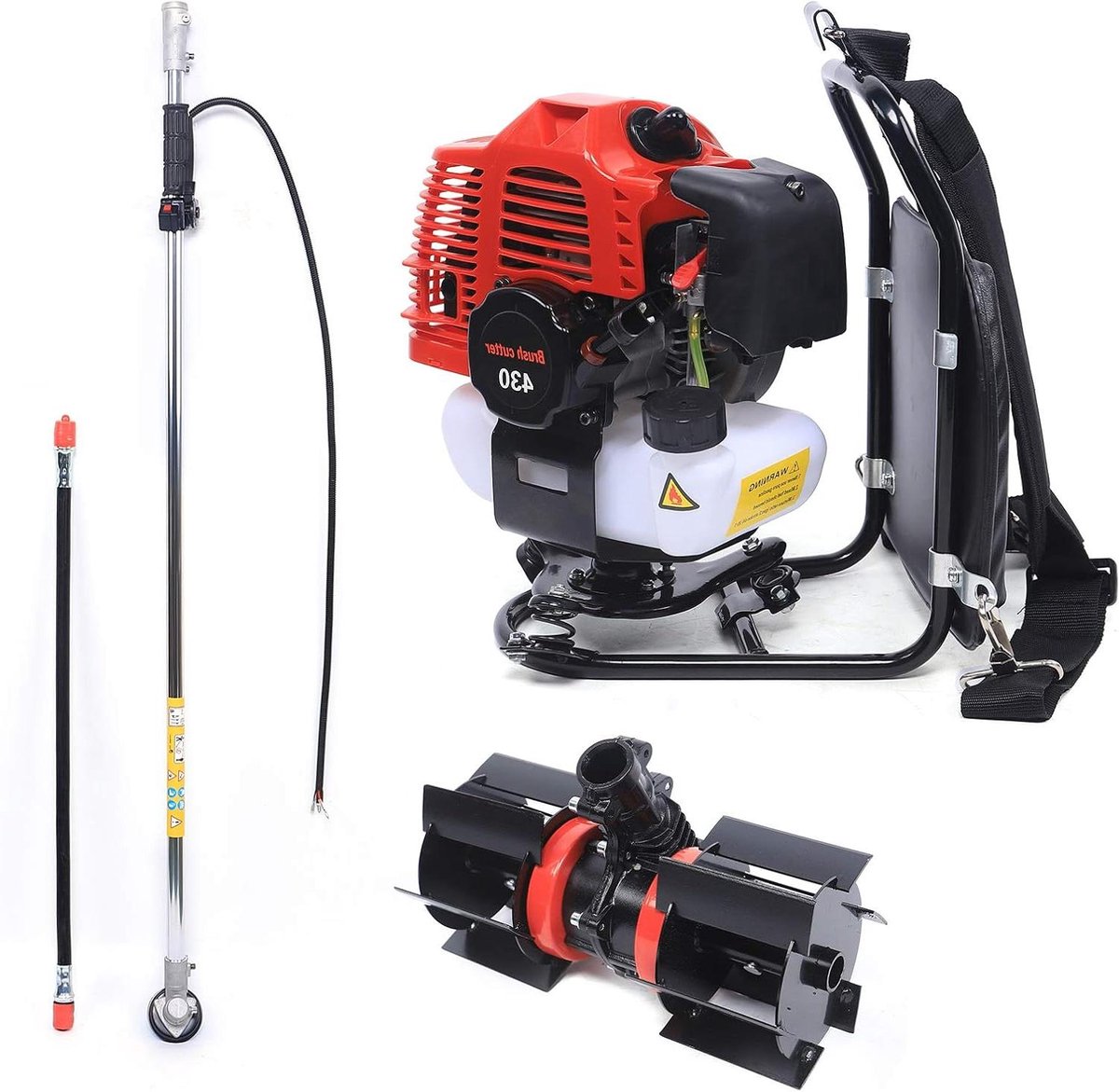Multifunctionele Bosmaaier - Heggenschaar Grasmaaier - Tuinonderhoud Uitvoeren - Krachtige 2-Takt Motor - 1000 ml Tank - Zwart