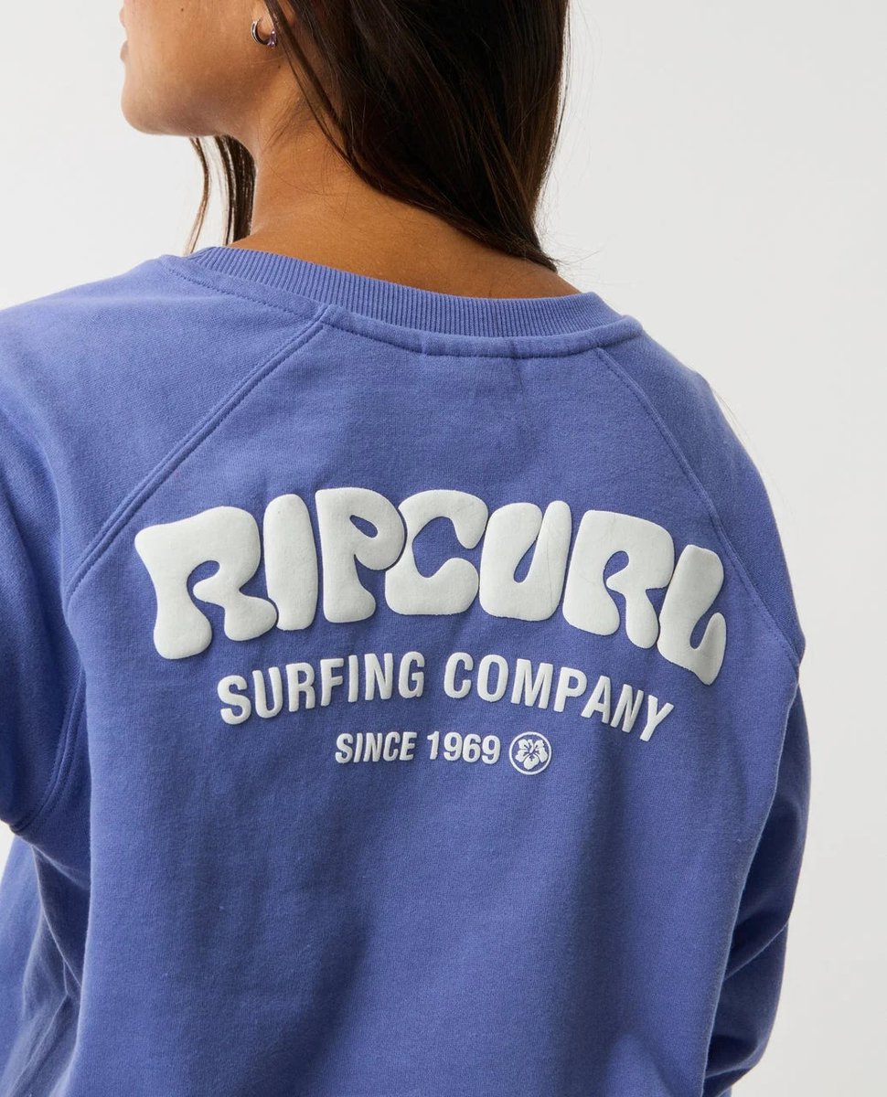 Rip Curl Surf Puff Raglan Relaxed Crew - Mid Blue