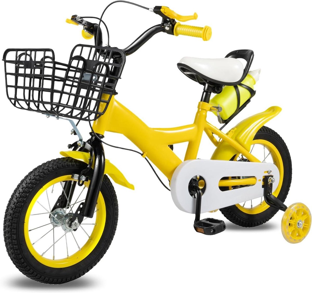 Kinderfiets Loopfiets Leren Fietsen Met Steunwielen 12 Inch Geel