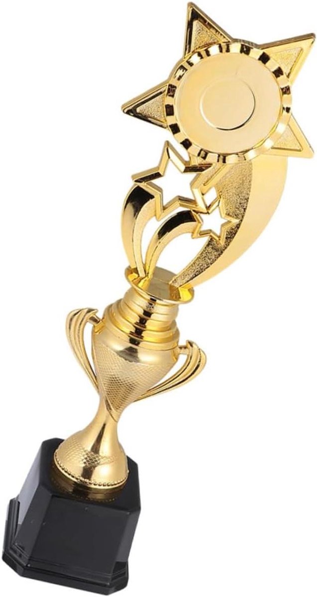 Kinder Trofee - Sport Prijs - Wedstrijd Belonen - Pentagram Vorm - 36 cm Hoog - Goud