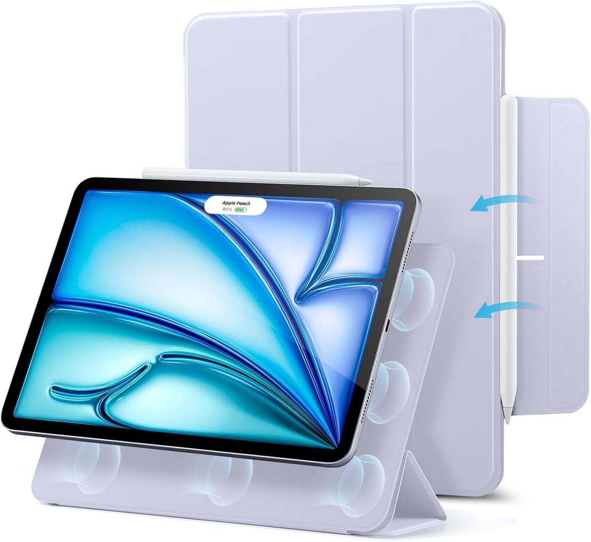 Dunne en Silky Beschermhoes voor iPad Air 11 Inch M2 (2024), Pro 11 en Air 6/5/4 met Magnetische Sluiting en Automatische Slaap/Wekfunctie, Ideaal voor Pencil en USB-C