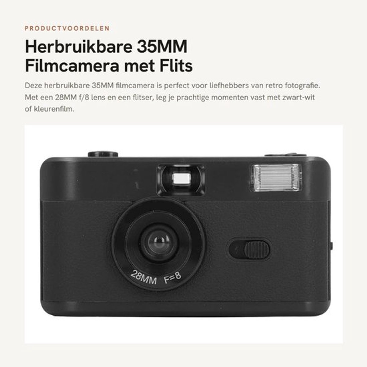 Herbruikbare 35MM Filmcamera met Flits en Retro Design