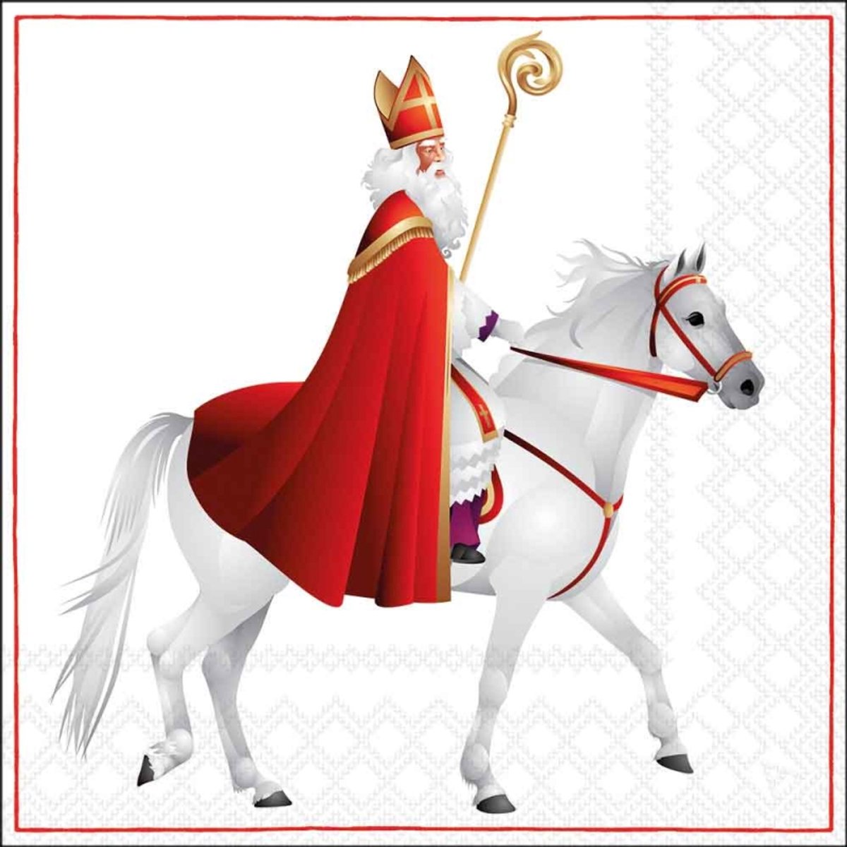 Lunch Servetten St. Nicholas galloping - Ambiente - Sinterklaas - Paard - Staf - 20 servetten - 33x33 cm