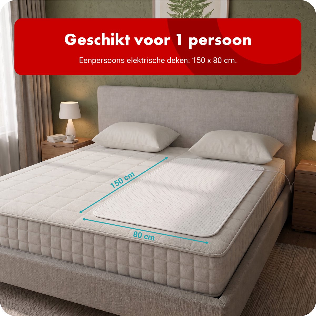 Tomado TEB1505W - Elektrische deken 1 persoons - 150 x 80 cm - Warmtedeken - Onderdeken - 3 standen – foto 4