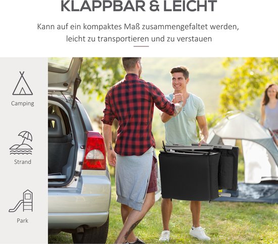 Opklapbare ligstoel/strandstoel met hoofdsteun en zitkussen - verstelbare rugleuning met 7 standen - tuinstoel/relaxstoel - draagvermogen tot 165 kg - voor tuin - vakantie en buitengebruik - zwart — afbeelding 2