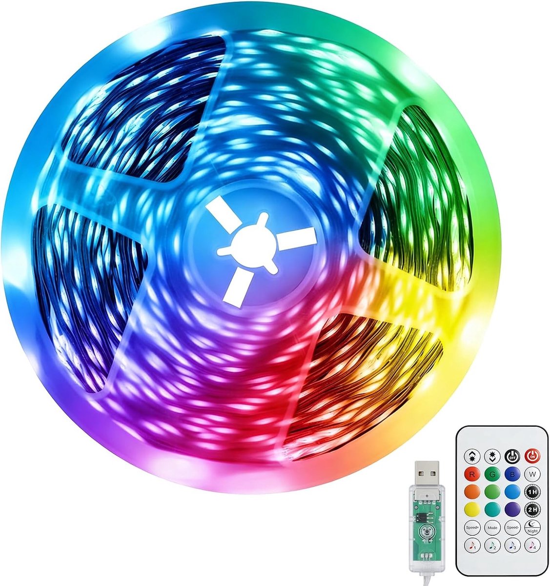 USB LED Strip - RGB - 5 m - Dimbaar met Afstandsbediening - Voor Decoratie en Achtergrondverlichting