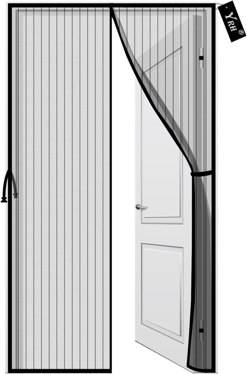 Magnetisch vliegengaas voor deur - Zwart - 110 x 230 cm - Versterkt Polyester Gaas - Voor Balkon, Terras en Voordeur