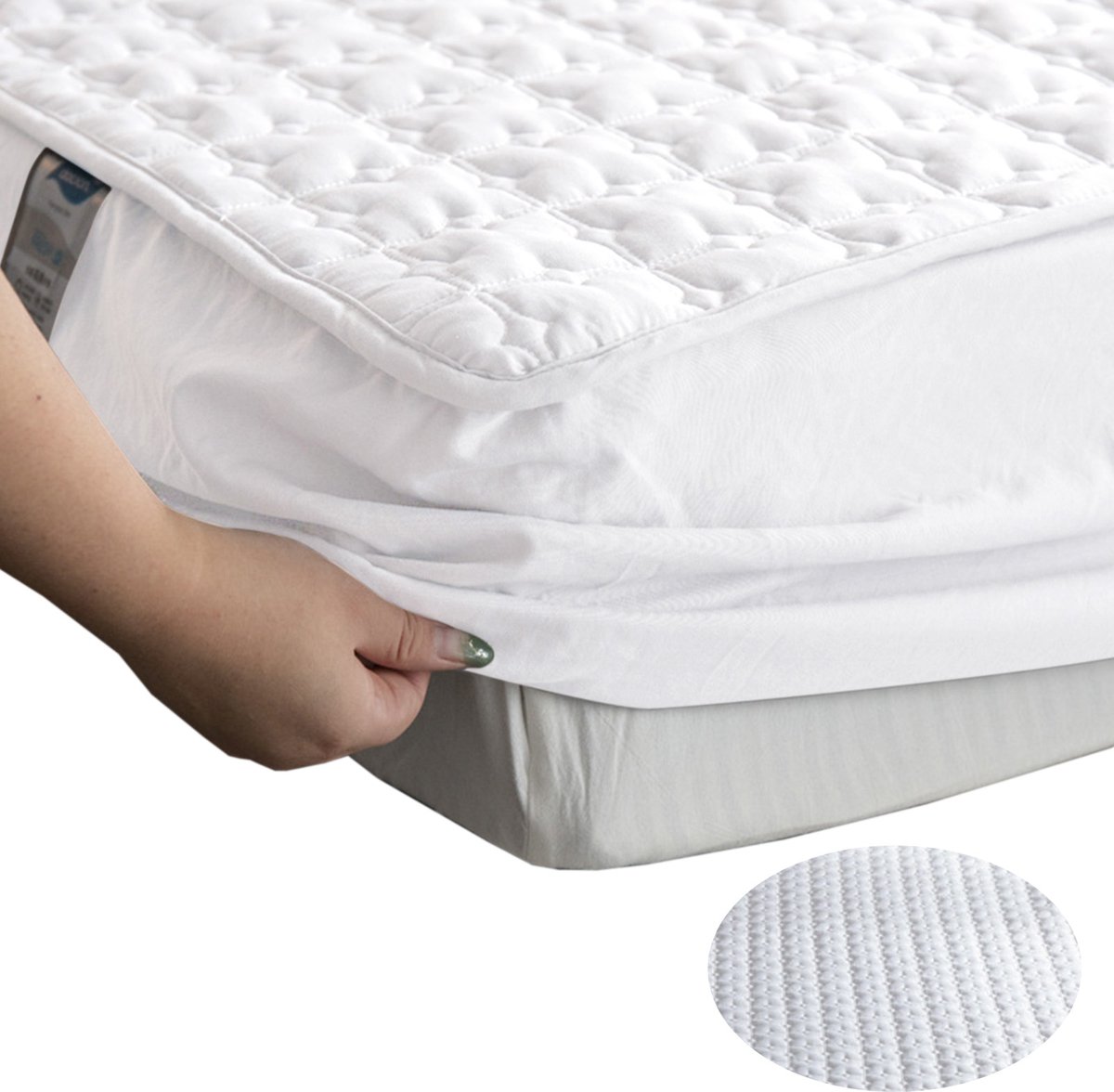 MODFU Matrasbeschermer 90x200 cm – Zachte Matrashoes voor Bescherming tegen Vuil en Slijtage – Slaapcomfort – Katoen – Wit