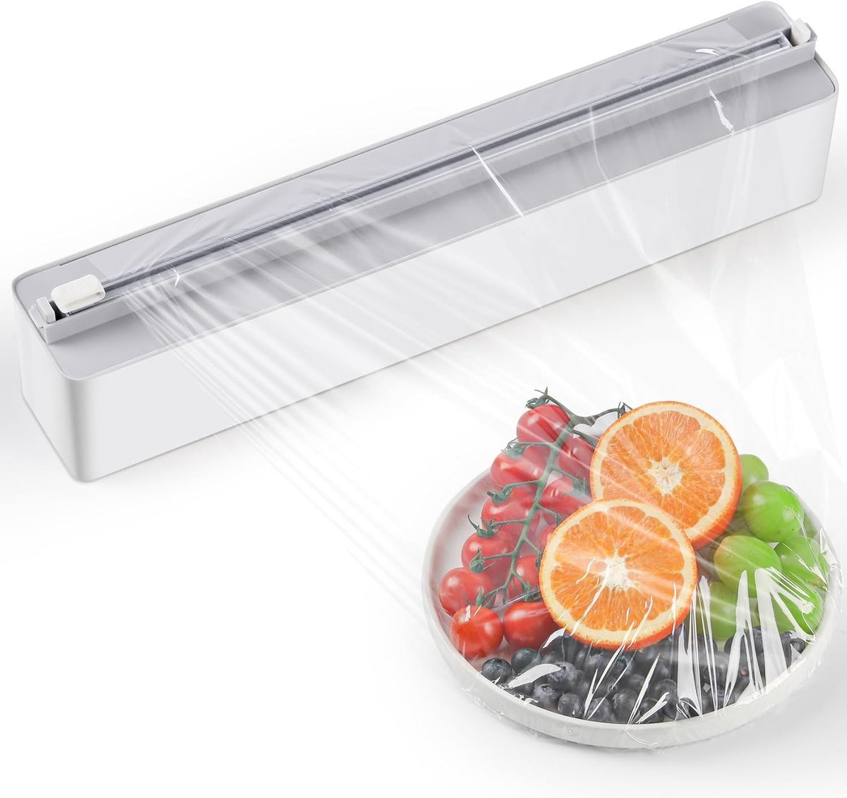Folie- en Aluminium Dispenser - Wit - 36 x 6,6 x 6,2 cm - Magnetische en Muurbevestiging - Voor Keukenorganisaties