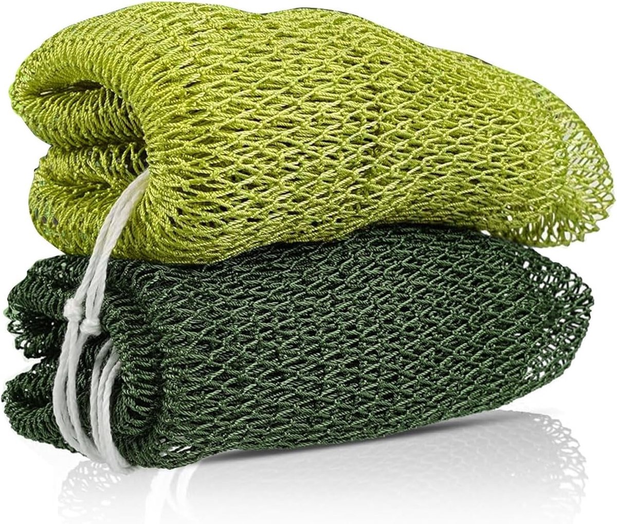 Set van 2 Afrikaanse Net Sponsen - Zachte Scrub voor Gezicht en Lichaam, Duurzaam en Handig voor Onderweg, Perfect voor Alle Huidtypes