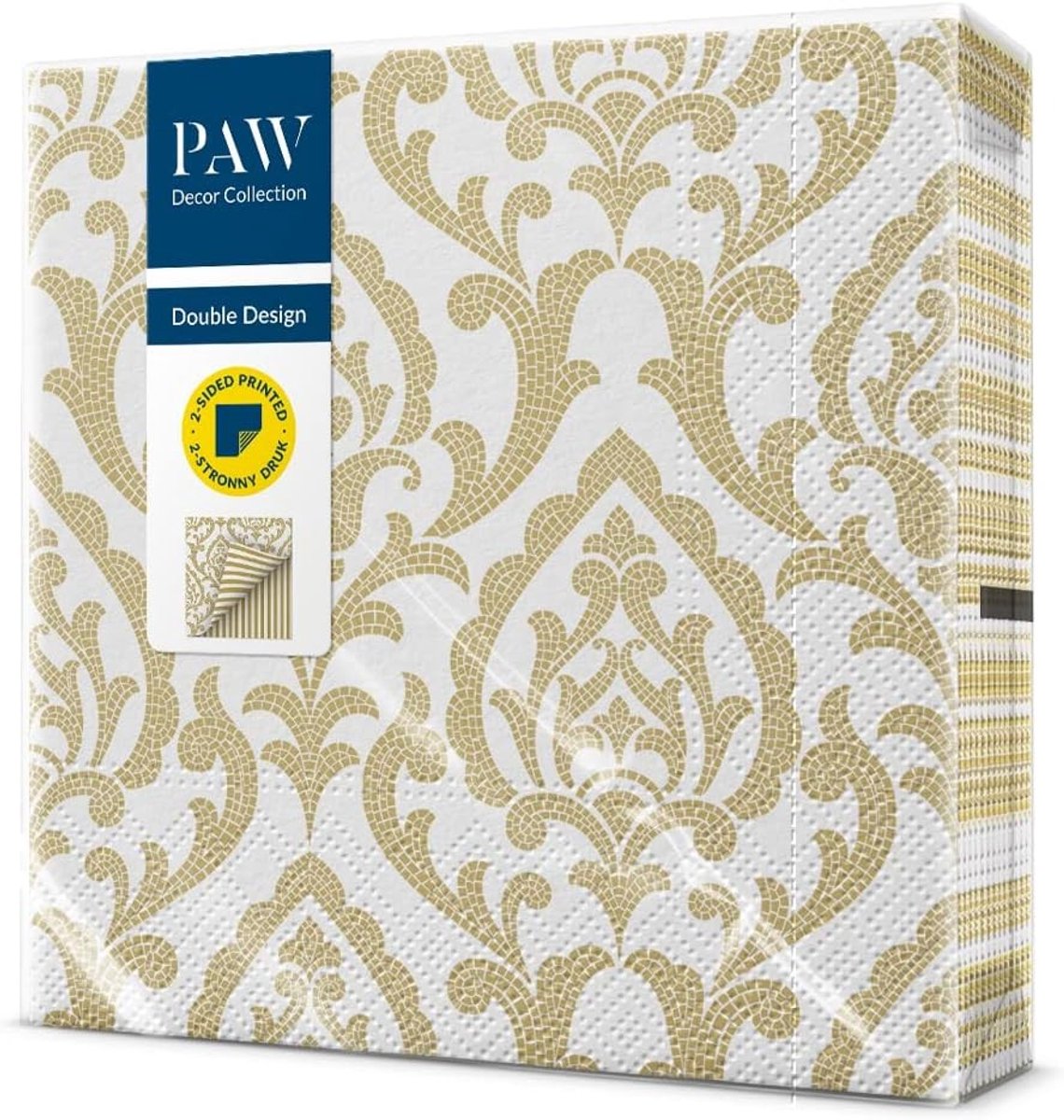 Servetten - Portuguese Tiles Stripe - 33 x 33 cm - Drielaags, Absorberend en Sterk - Voor Bruiloft en Communie
