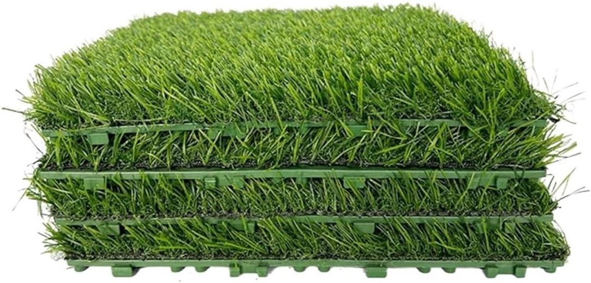 Kunstgras Tegels - Grasmatten Buiten - Tuin Decoratie - In elkaar grijpend ontwerp - 1 stuk - Groen