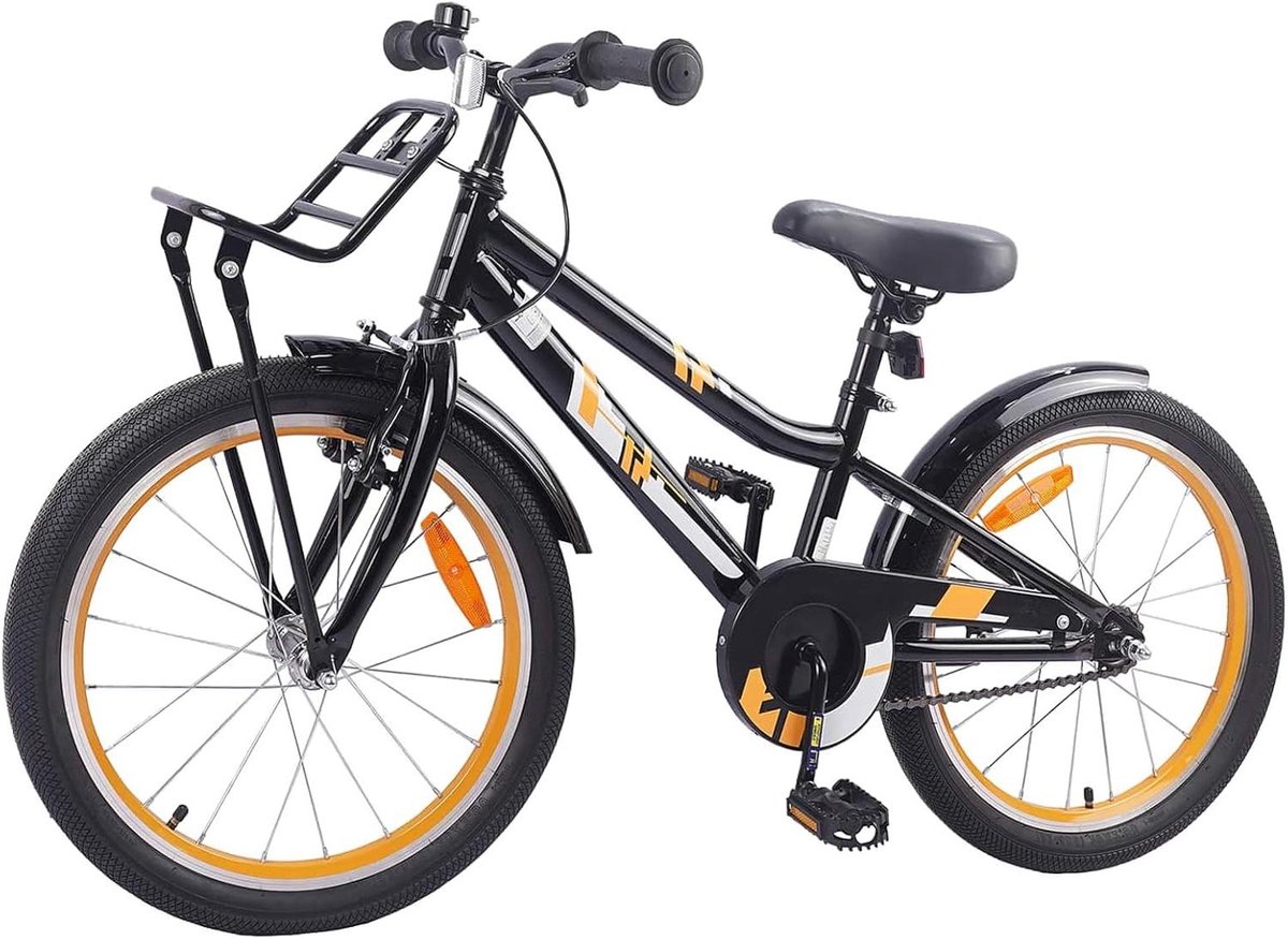 Kinderfiets Jeugdfiets Fiets Vrije tijd Stabiel stalen frame 18 inch Oranje Zwart