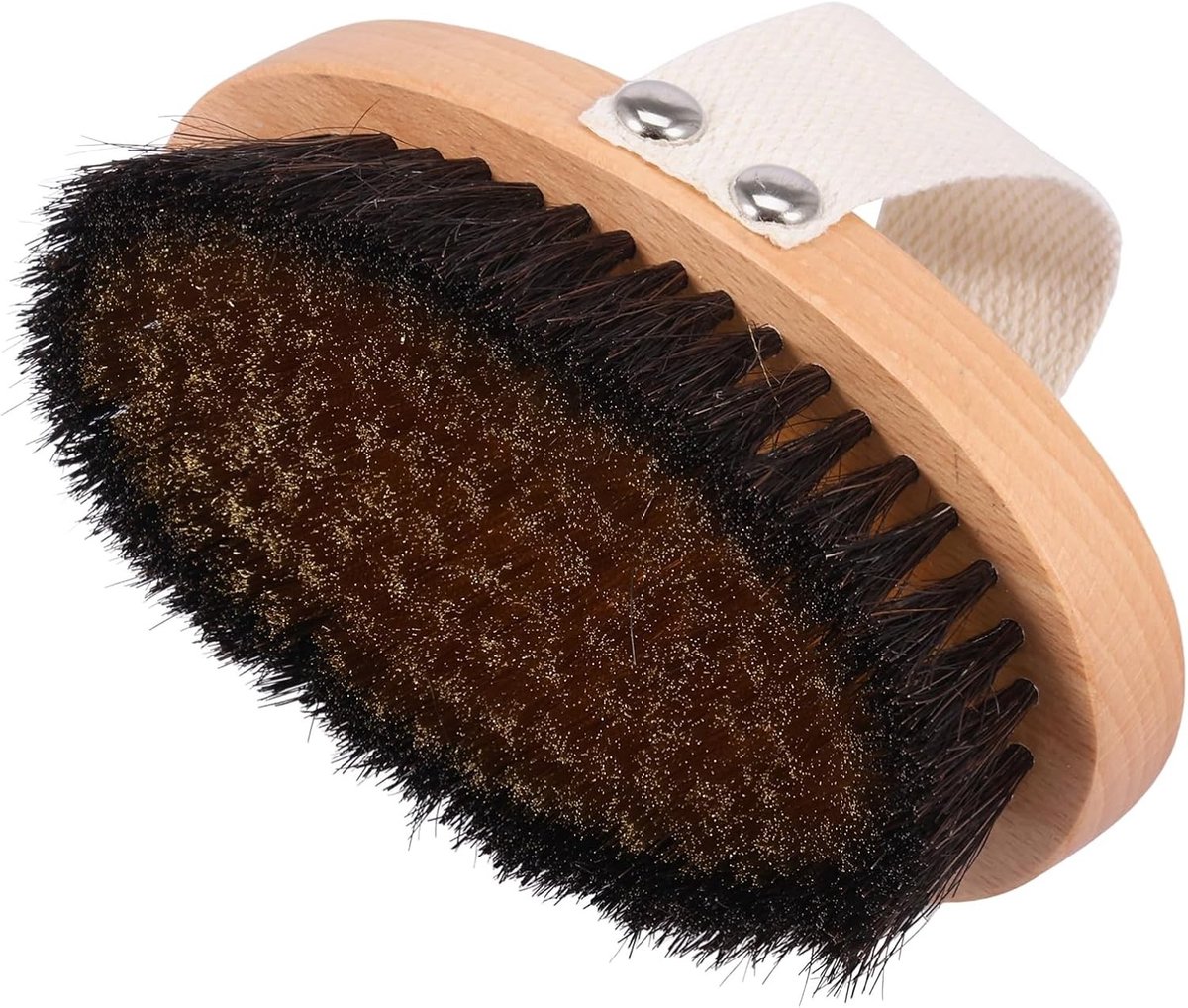 Droogborstel voor het lichaam - Peelingborstel, herbruikbare scrubber met koperen haren, vermindert cellulite en verbetert de lymfefunctie