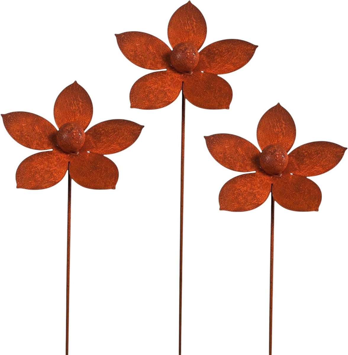 Tuinstekkers Set - Decoratieve Stokken - Tuin Aankleding - Roest Patina - 75 cm - Natuurlijk