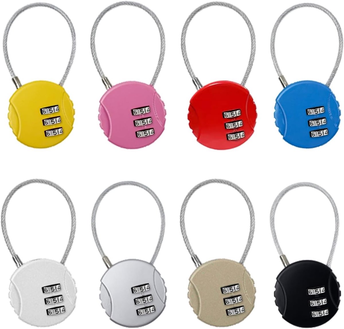 Cijfer-kabelslot 4-cijferig - Zilver - 13,5 cm Kabelslot van Zinklegering - Voor Reizen en Beveiliging