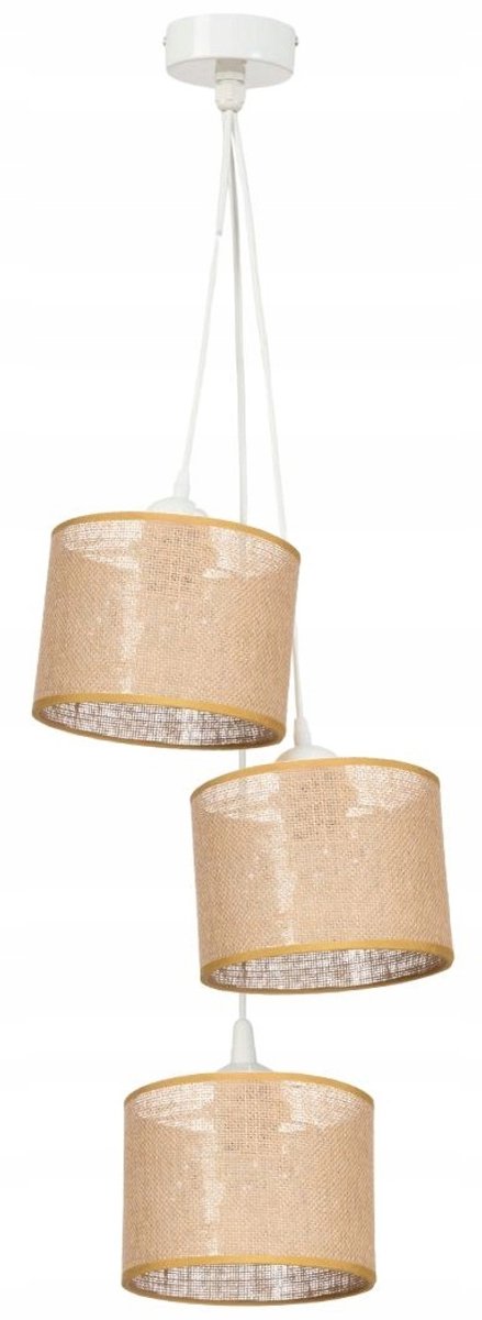 TRIO Witte Hanglamp Jute Kasjmier - 3xE27, 92cm Hoogte