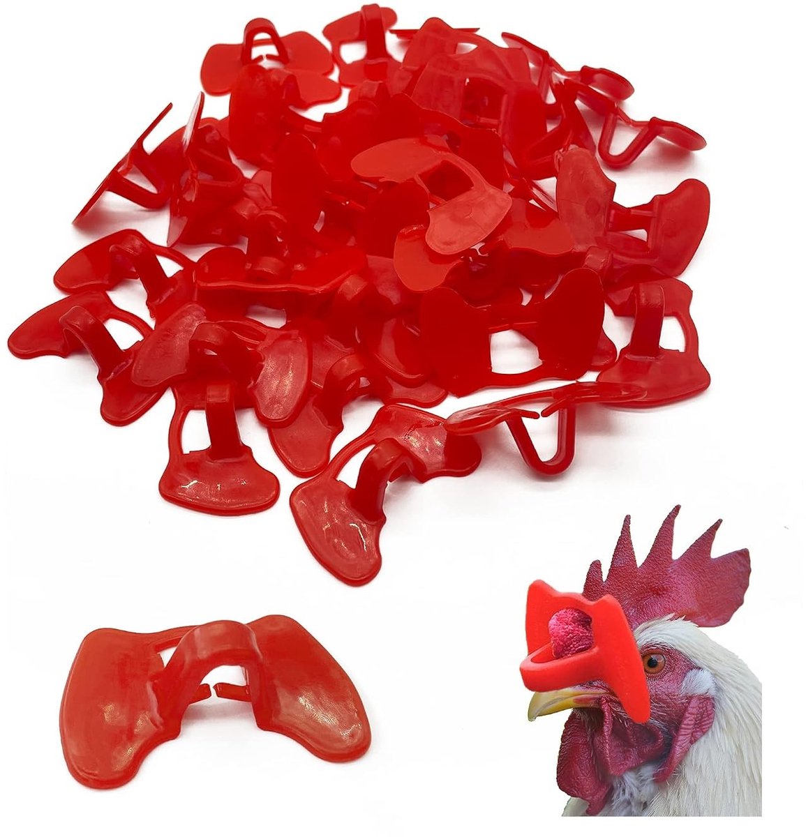 50 Stuks Anti-Peck Bril voor Kippen en Pluimvee - Bescherming tegen Pikgedrag en Stress