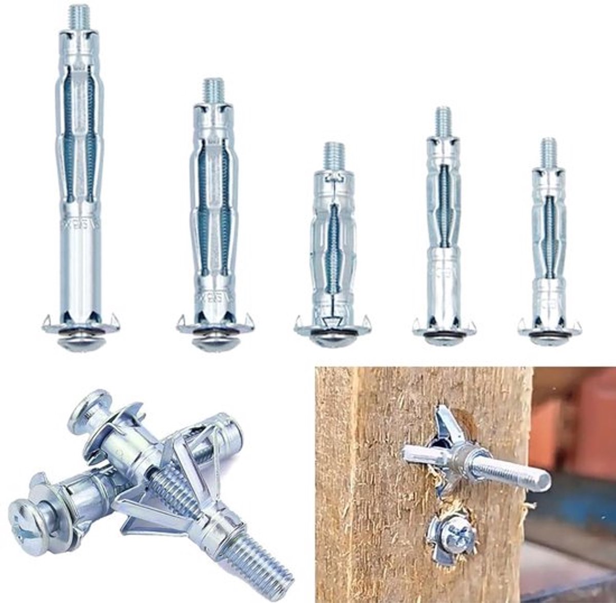 10 Stuks Holle Wandbevestigingen - Stevige Schroeven Set voor Gipsplaten, Baksteen, Hout en Beton