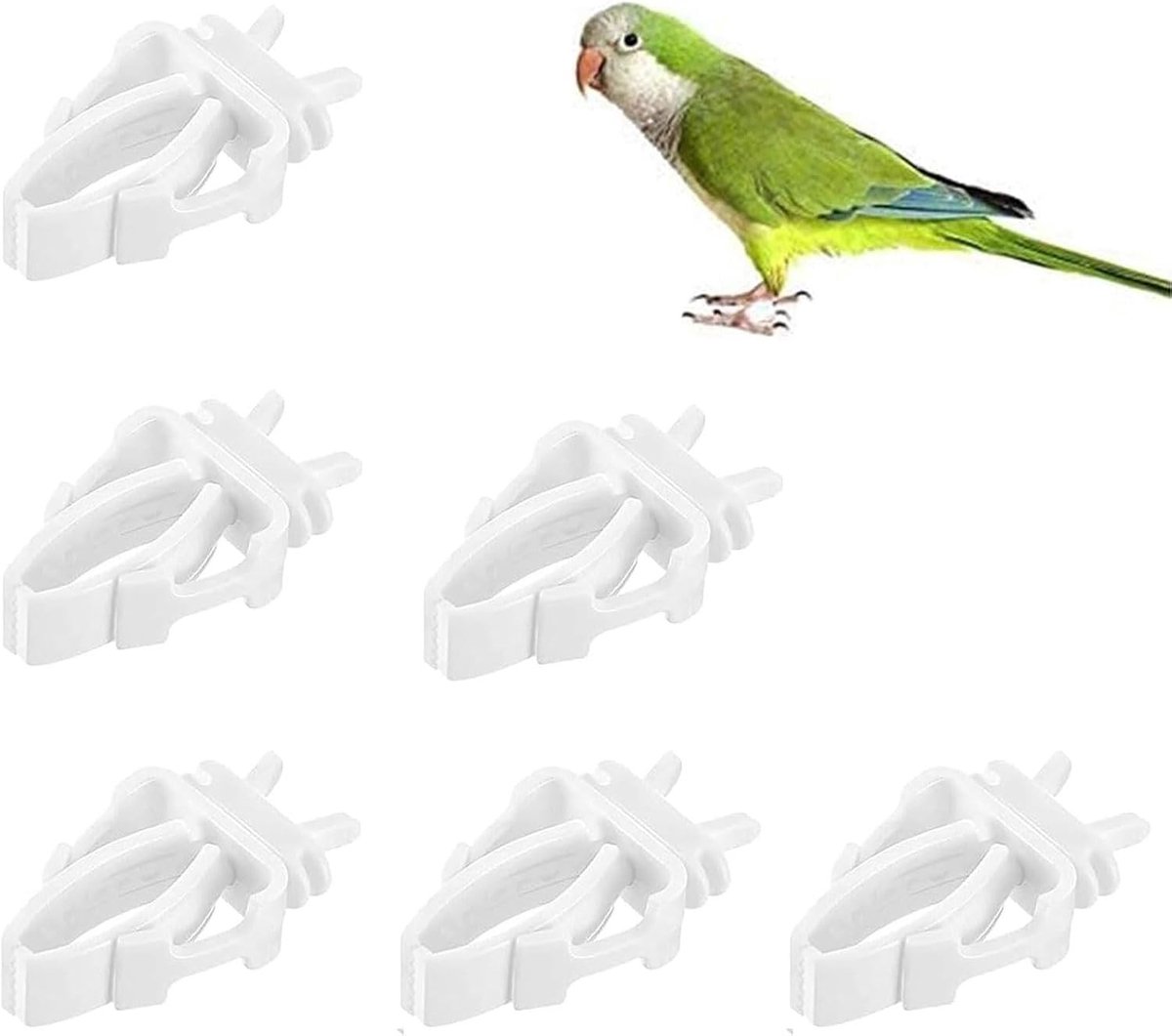 Voedingsclips voor Vogelkooi - 6 Stuks Plastic Voederclips voor Papegaaien, Groenten en Fruit - Toebehoren voor Parkieten, Kaketoes en Conures