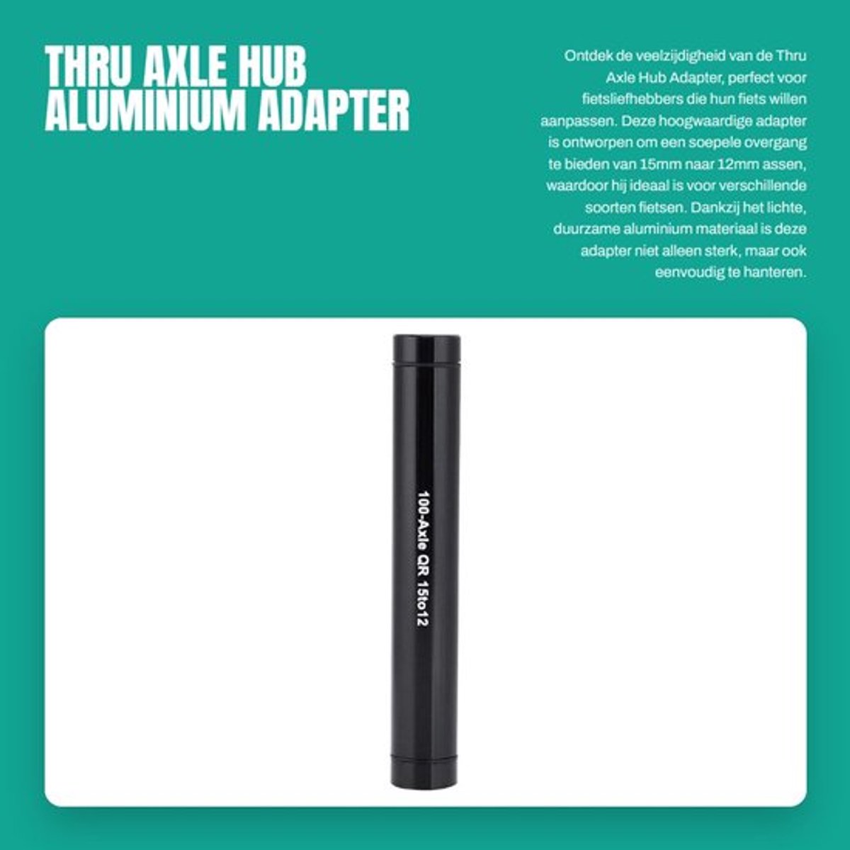 Thru Axle Hub - Aluminium Adapter - 15mm naar 12mm - Zwart - Fietsaccessoire - Geschikt voor verschillende fietsen