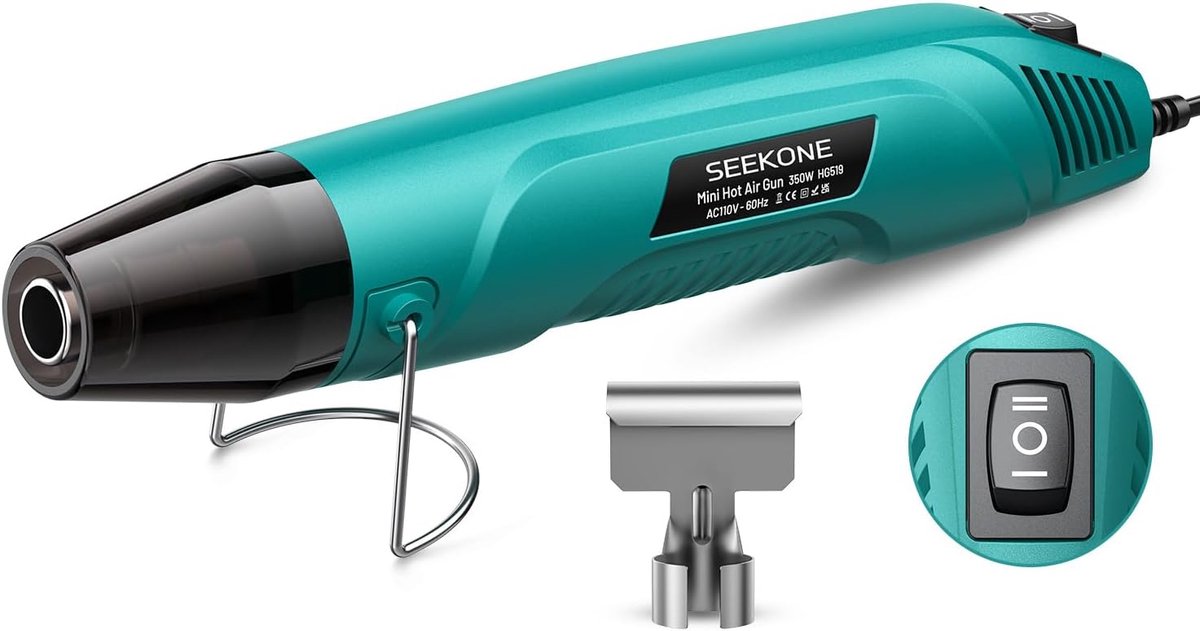 Mini heteluchtpistool 350W Dual Temp warmtepistool met reflectormondstuk, snel opwarmend, 260°C/450°C, voor DIY en krimpkousen