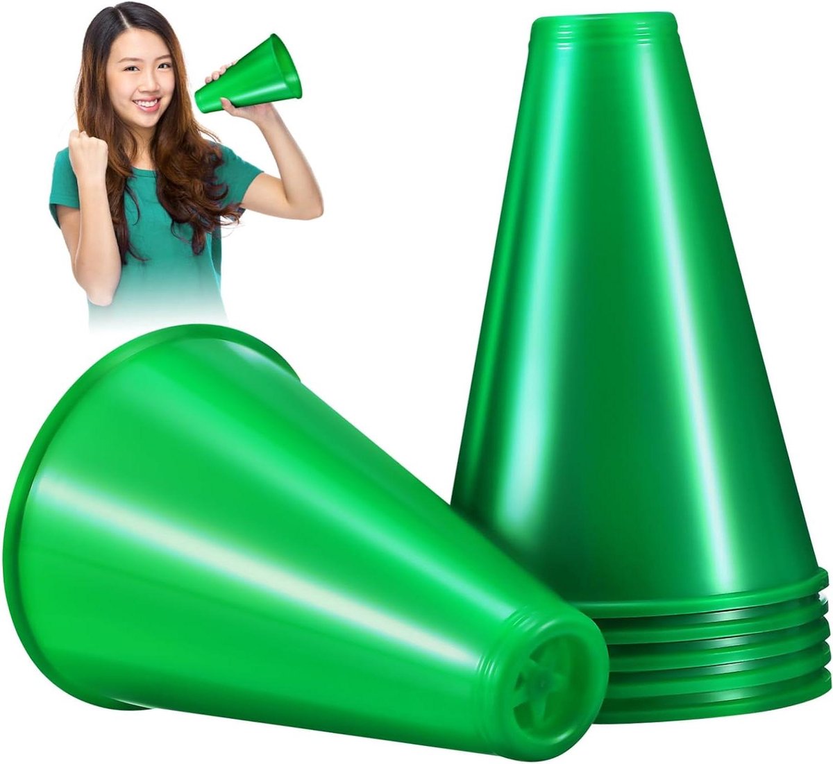 Mini Megafoons - Feest Toeters - Evenementen Aanmoedigen - Stevig Plastic - 6 stuks - Groen