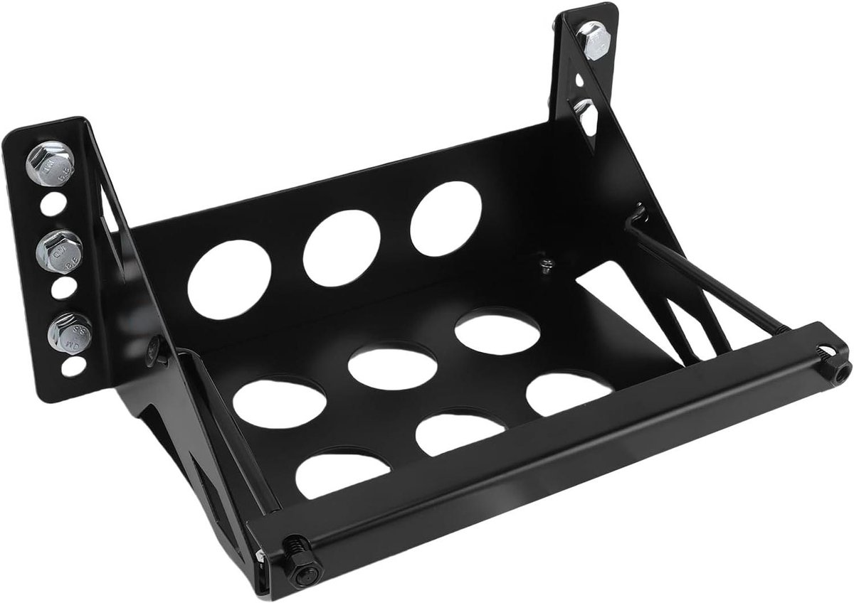 Accuhouder Metaal - Batterijhouder Voertuig - Veilige Accu Opslag - Verstelbare Bouten - 40 x 22 x 9 cm - Zwart