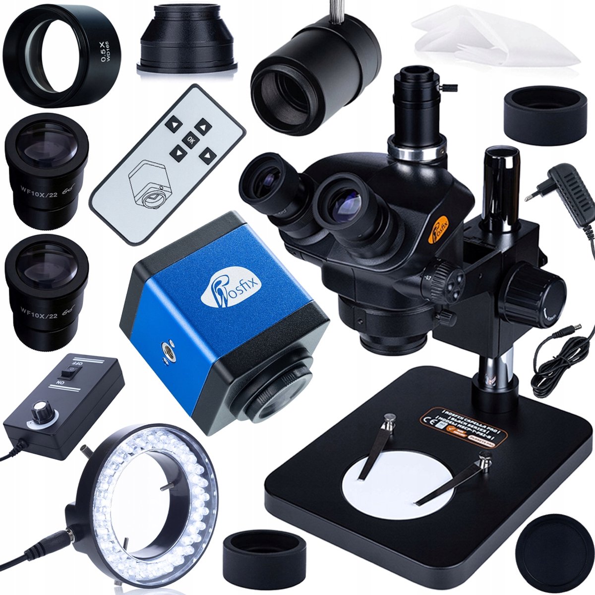 Rosfix Trinoculair Microscoop Capella Pro MSCP-T-PS1-B - 7–45x Zoom - C-Mount 25 mm, HDMI FullHD