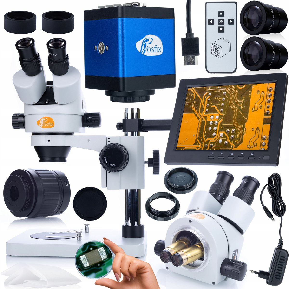 Rosfix Mercury Pro Mikroscoop Set - Trinoculaire Stereomikroscoop met 2MP Camera HDMI/VGA