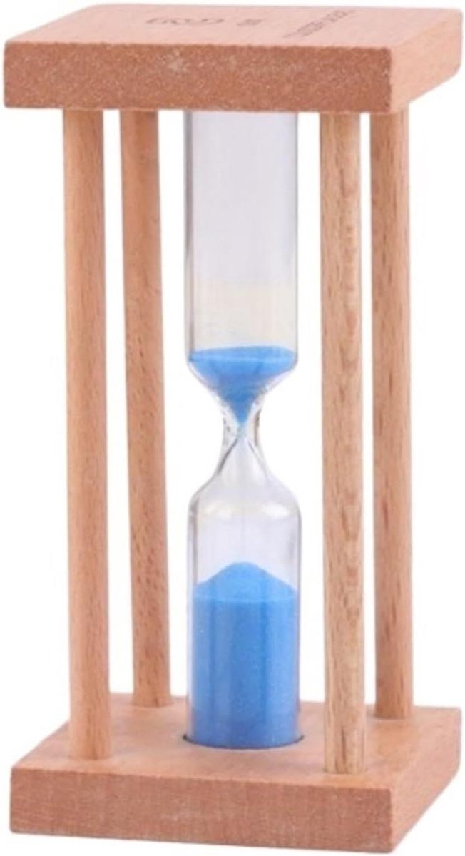 Zandloper Timer - Zandklok Keuken - Tijd Management - Massief Hout Vier Kolommen - 100 x 100 x 100 mm