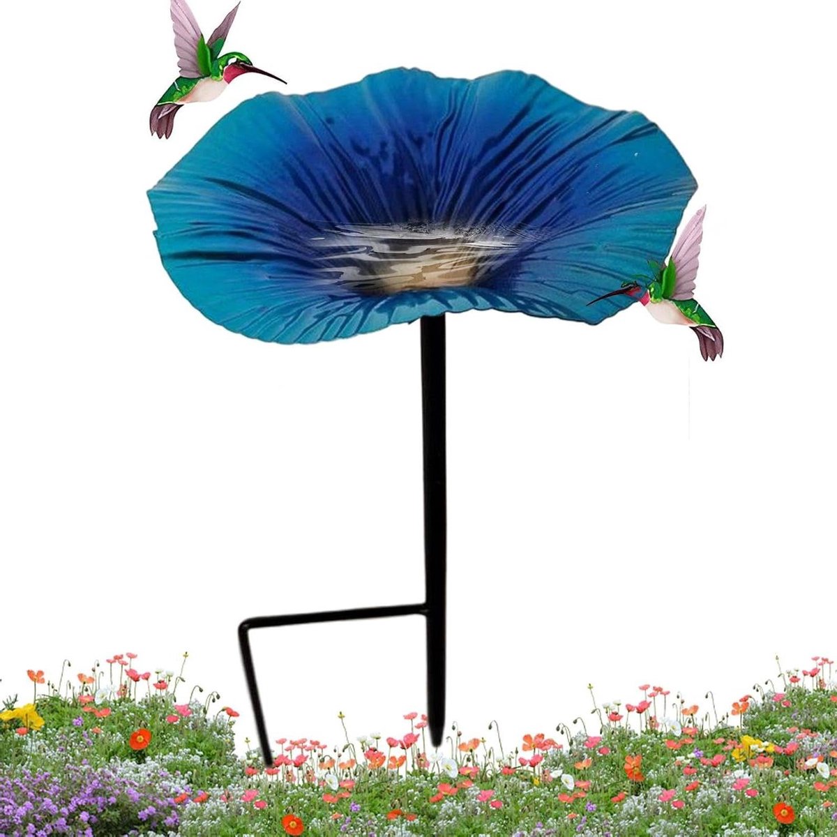 Vogeldrinkbak - Voederstation - Vogels Voeren - Bloemvormig Design - 30x17x6 cm - Blauw