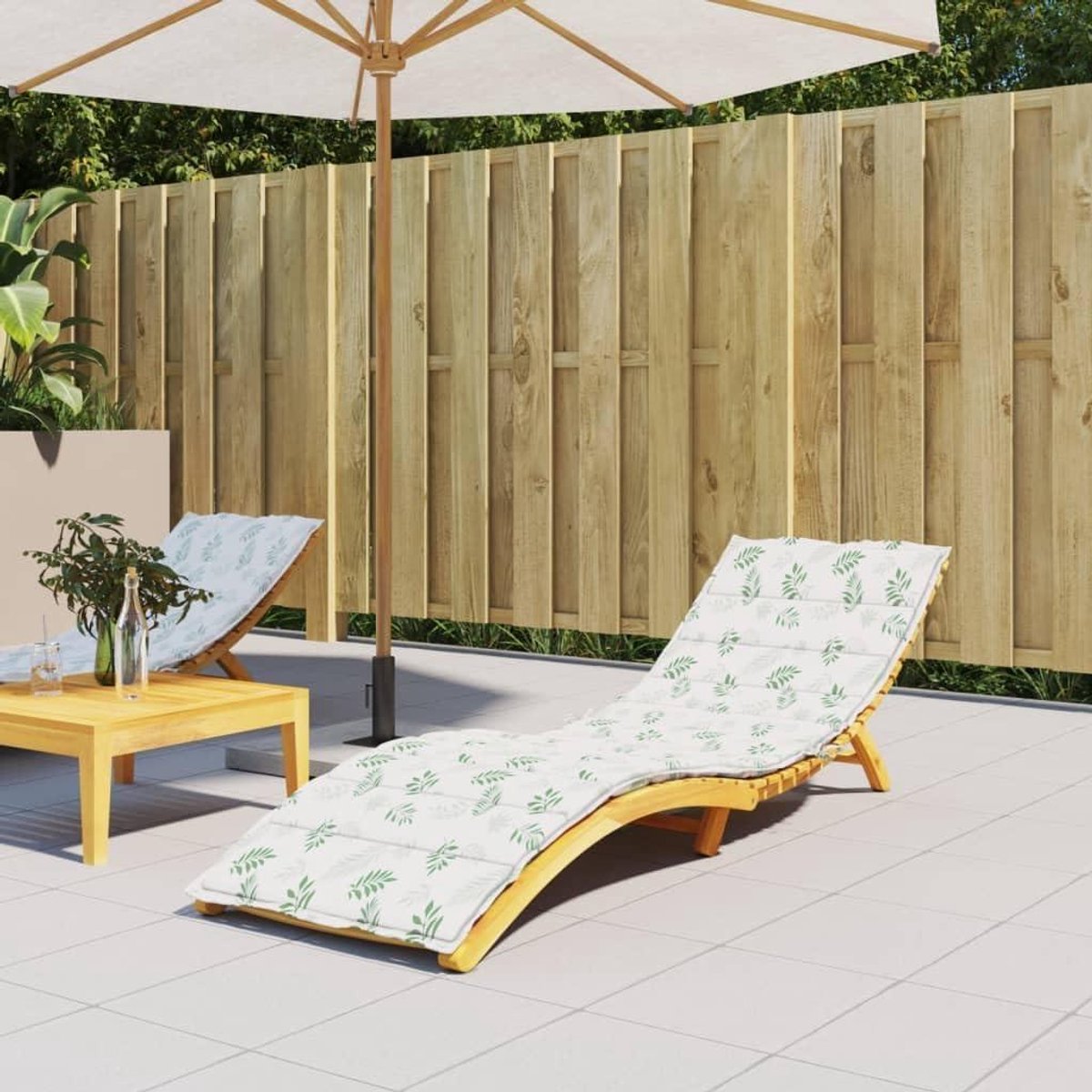 Ligstoel Kussen - Tuinkussen Zitkussen - Buiten Ontspannen - Waterafstotend Oxford - 200x70x4 cm - Bladpatroon