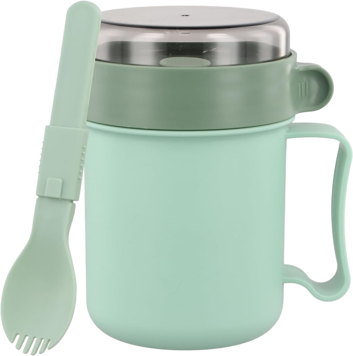Mueslibeker met lepel, 500 ml, lekvrije yoghurtbeker, muesli to go
