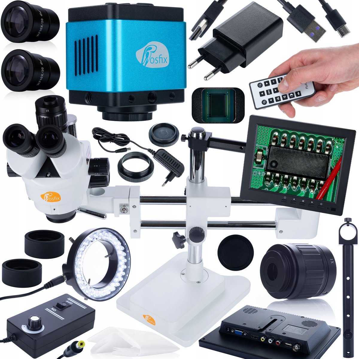 Rosfix Stereoscoop Jupiter Pro MSJP-T-SDMS1 Set - Trinokulair 7x–45x - Camera 8,29MP HDMI/USB-C,