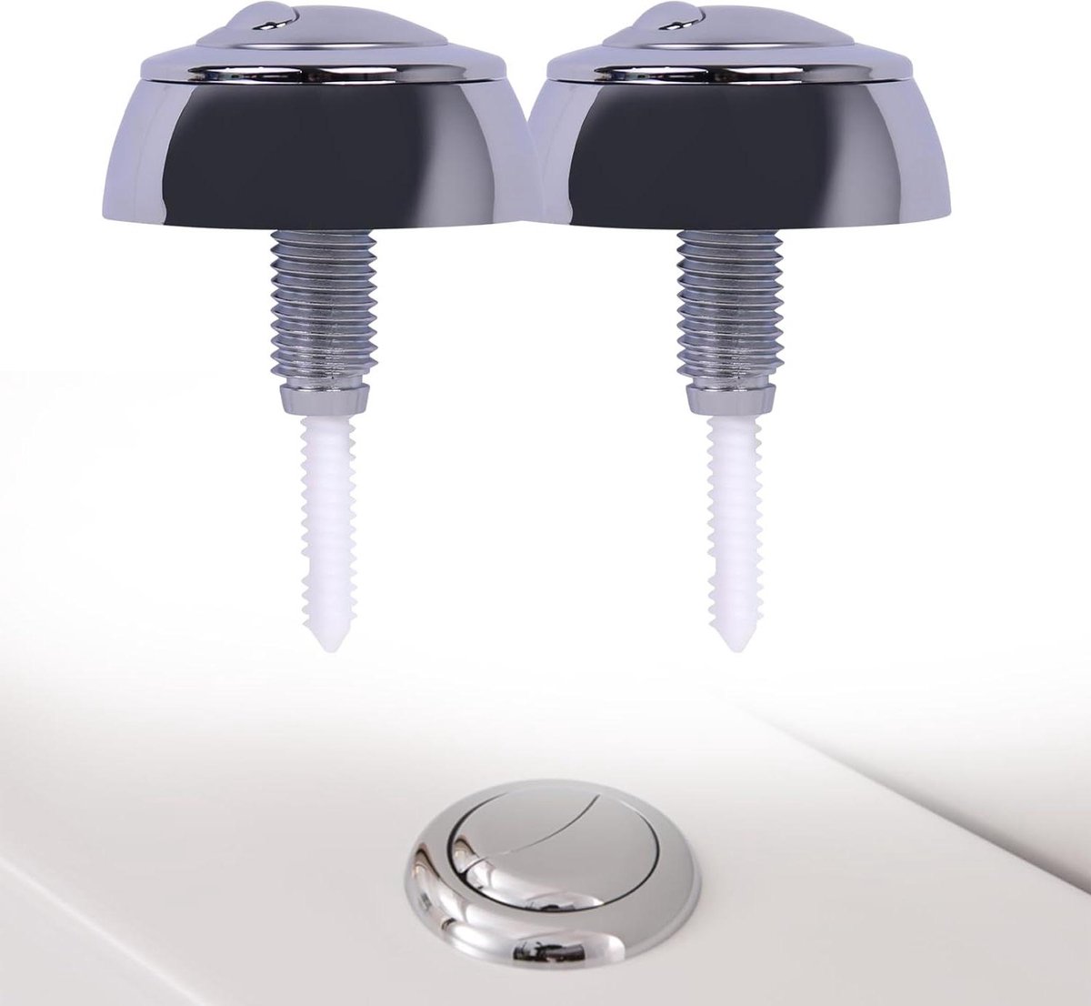 Toilet Spoelknop - Drukknop Toilet - Water Besparen - Dubbele Spoeling - 48 mm Diameter - Zilver