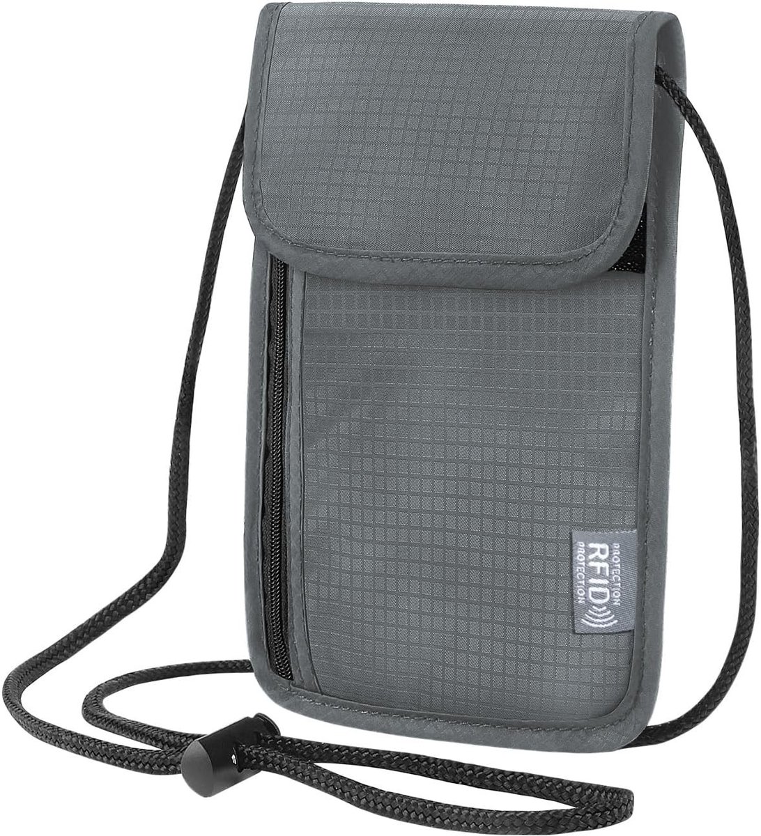 Borsttas met RFID-bescherming - Grijs - 19 x 14 cm - Waterdichte Anti-diefstal Tas voor Reizen - Voor Dames en Heren