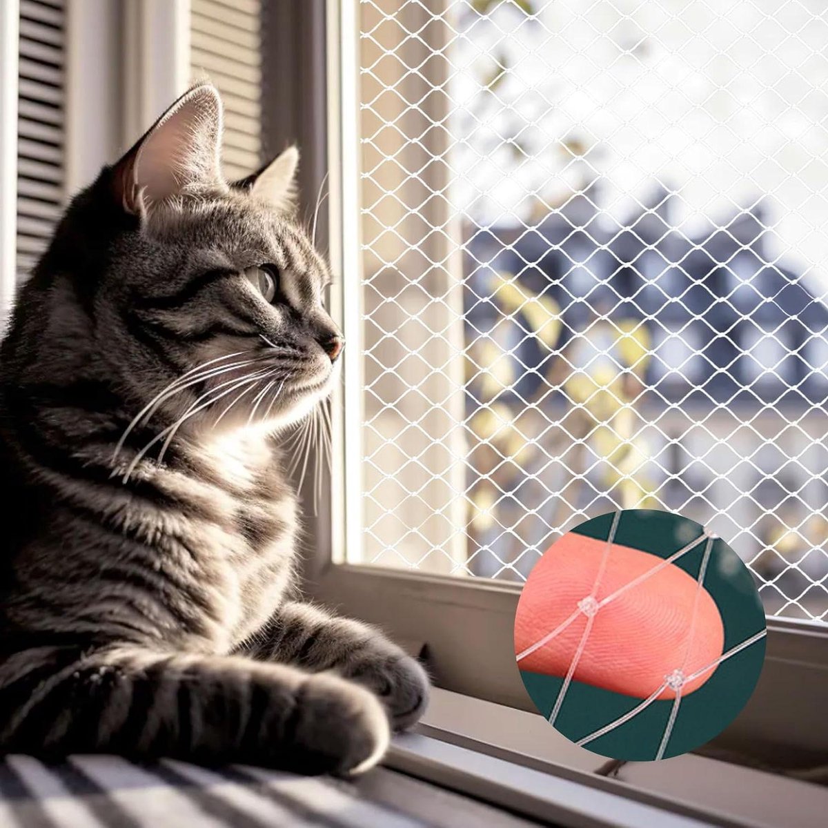Kattennet voor balkon - Kattenbescherming Balkonnet - Katten veilig houden - Zonder boren te monteren