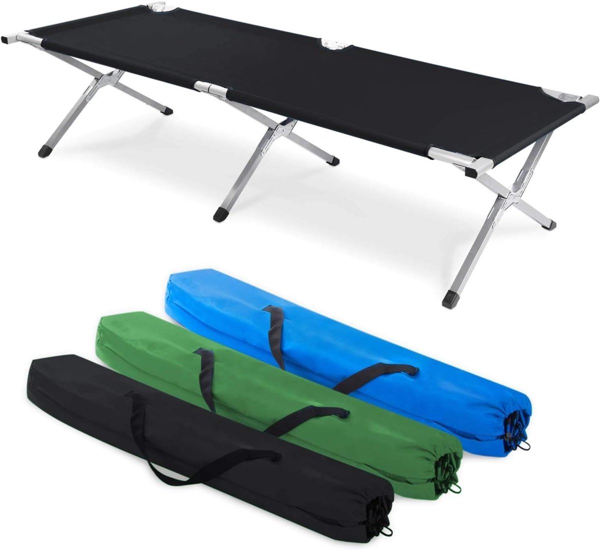 Opvouwbaar Campingbed - Gastenbed Legerbed - Kamperen en Logeren - Lichtgewicht Aluminium - 195 x 65 x 45 cm - Zwart